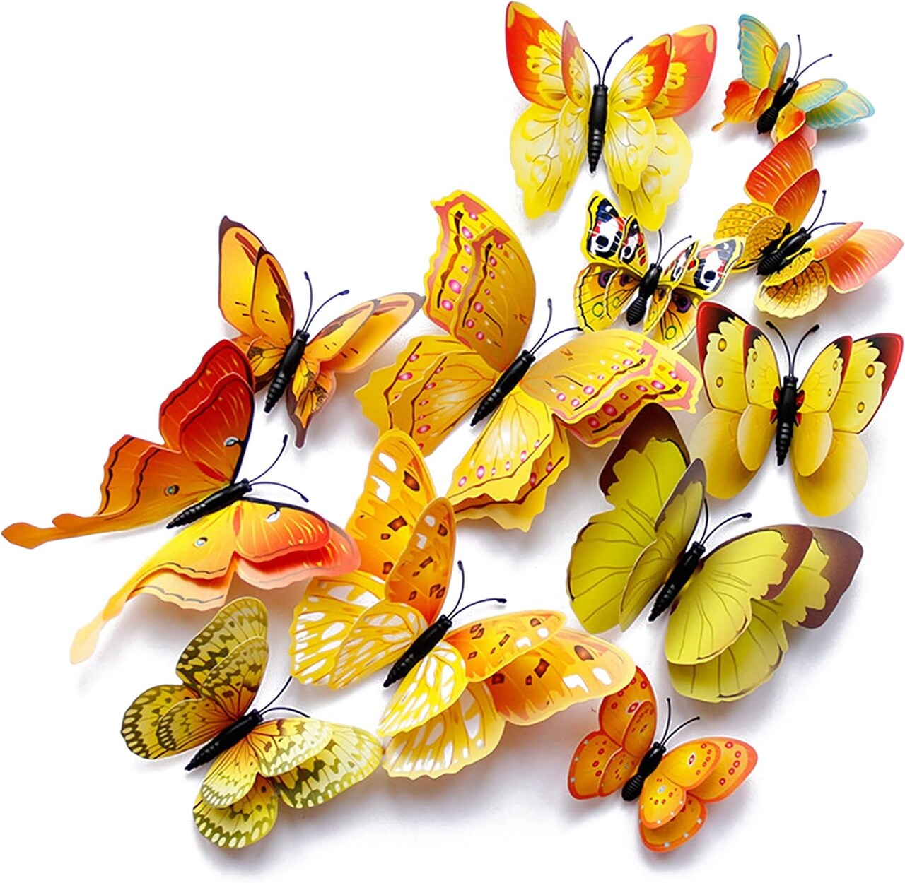 24/48 Pieces of Butterfly Wall Decor, 3D Butterflies Stickers with Magnets for Party Décor (Gold, 24)